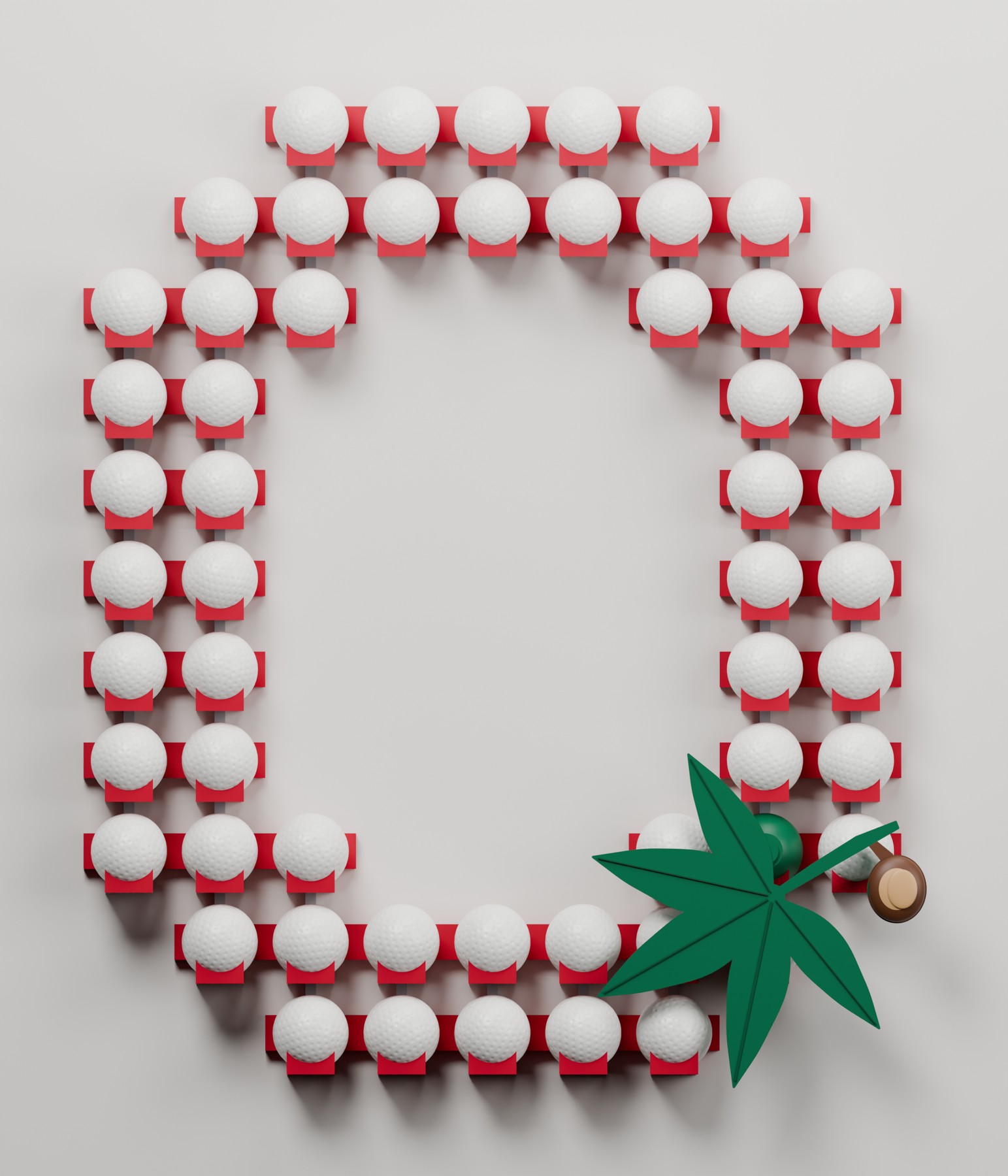 Block O golf ball rack model rendering