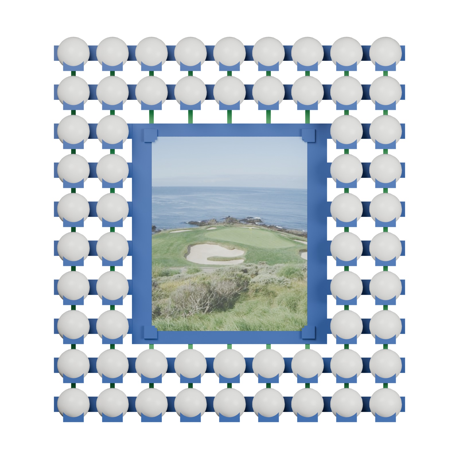 60-ball 8 by 10 Photo Border Display, straight-on CAD rendering
